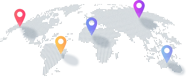 World map of the service regions